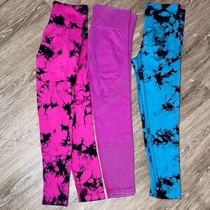 JoyLab Pink, Purple, and Blue Leggings Set